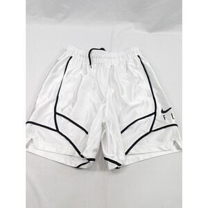 Womens Nike Dri-FIT Swoosh Fly Basketball Shorts  White Black Dazzle Glimmer XS